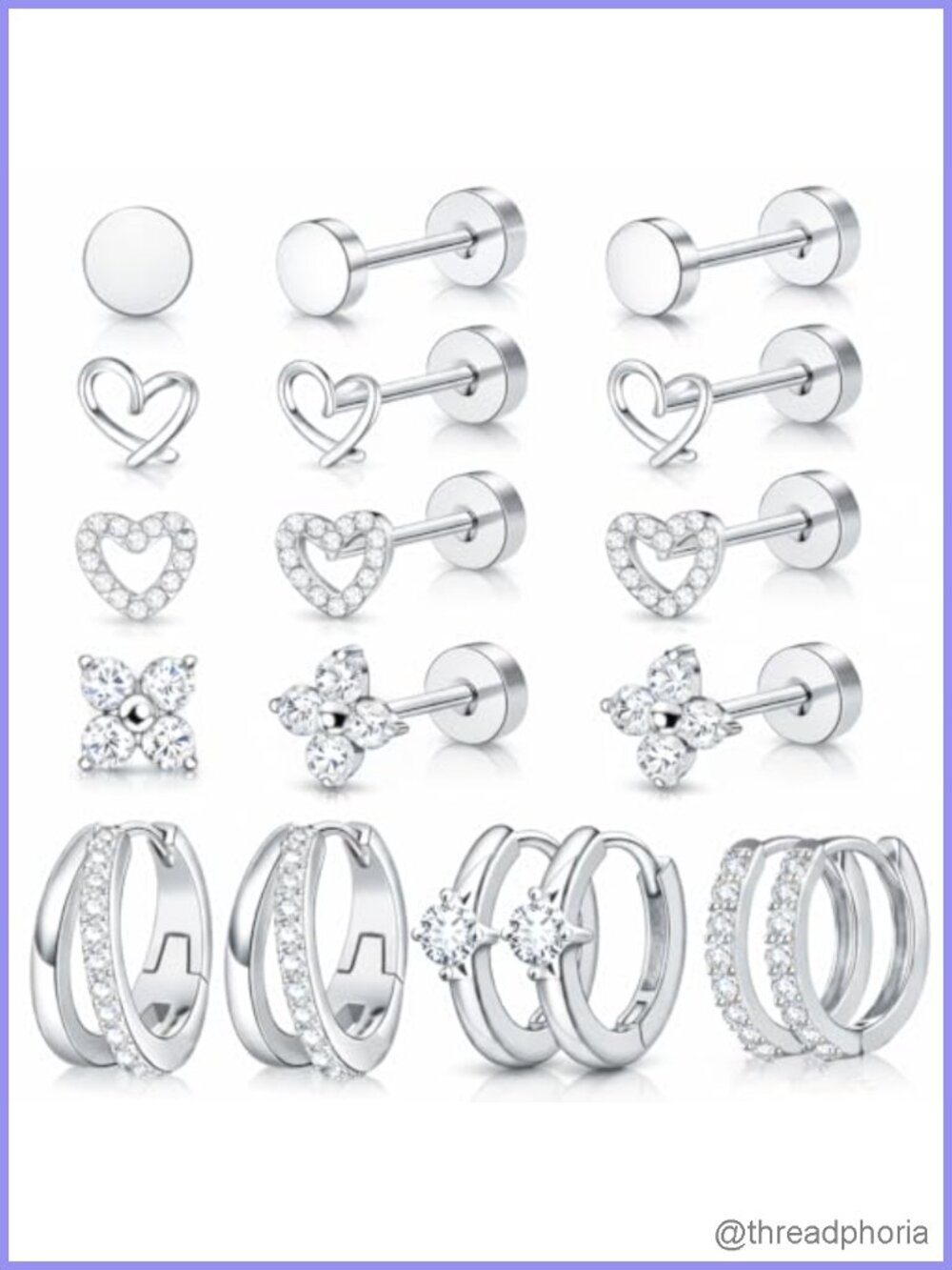 14K Gold Plated Chunky Huggie Hoop Earrings Set 9 Pairs Hypoallergenic